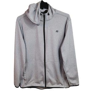 Russell Athletic Mens L Gray Full Zip Hoodie Dri-Power Sweatshirt